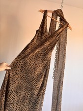 Abito sciarpa midi leopardata
