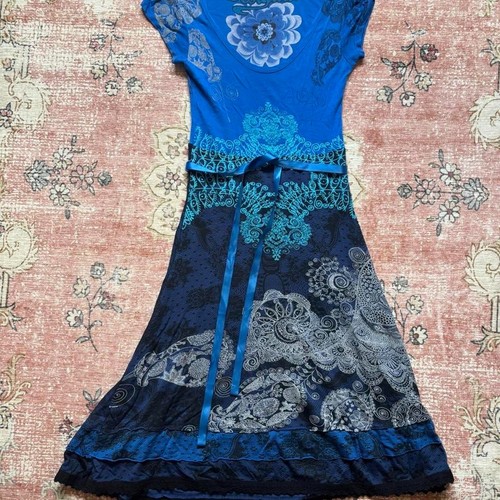 Abito midi desigual blu - midi,