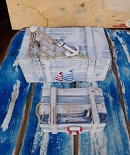 Coppia Scatole In Legno Bianco