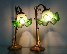 COPPIA LAMPADE VETRO E OTTONE