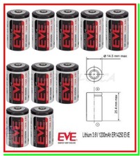 10 Batterie Pile EVE 14250 3,6V Li-SoCl2 1/2 AA Mezza Stilo 1200mAh STD Allarme