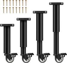 Gambe per Mobili Regolabili in Metallo 7-12 Pollici con Ruote Girevoli, Set di 4 Pesanti