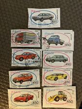 9 francobolli Collezione Auto Anni 80 Lamborghini Fiat Lancia Iveco