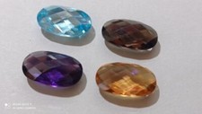 TOPAZIO GIALLO E AZZURRO , AMETISTA E QUARZO FUME' - LOTTO 4 PIETRE NATURALI