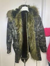 PARKA TG.42, verde mimetico con pelliccia ecologica