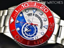 Nuovo Orologio Invicta Uomo 52mm Grand Diver GMT AUTOMATICO Argento Quadrante Blu SS 300m