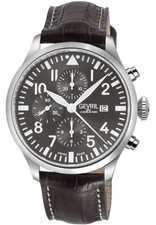 Orologio Gevril Uomo 47102-1 Vaughn Chrono Pilot Svizzero Automatico Movimento ETA 7750