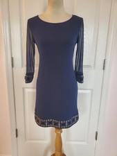 ABITO donna Tiana B blu con orlo gioiello manica 3/4 (taglia 6)