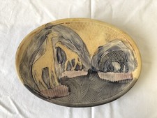 Piatto Ovale Artigianato Africano Lavorazione Su Smalto Piccolo Vassoio