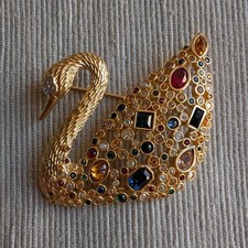 Spilla vintage Swarovski a forma di cigno – Edizione Centenario 1995