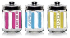 Set 3 Barattoli da Cucina in Vetro Parasol Sale Zucchero Caffè 800 cc