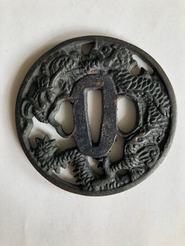 Japanese tsuba copper ground - japanese,