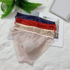 Men Lace Transparent Briefs