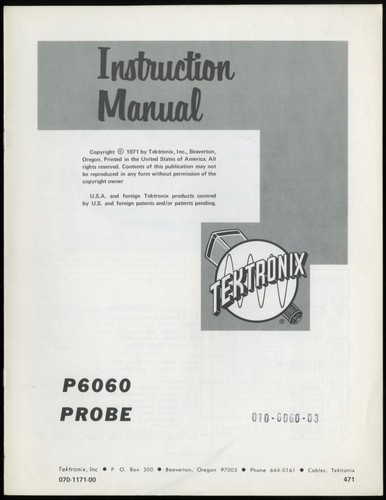 Tektronix p6060 sonda manuale - p6060,