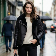 Giacca da aviatore donna nera