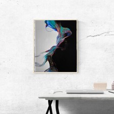 Quadro moderno colori acrilici fluid art 24x30 senza cornice "confini". 