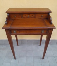 SCRITTOIO ARTE POVERA VENETA CON ALZATA E CASSETTI IN LEGNO MASSELLO TINTA NOCE