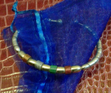 Bracciale Etnico Semi rigido aperto Argento 925 con pietre