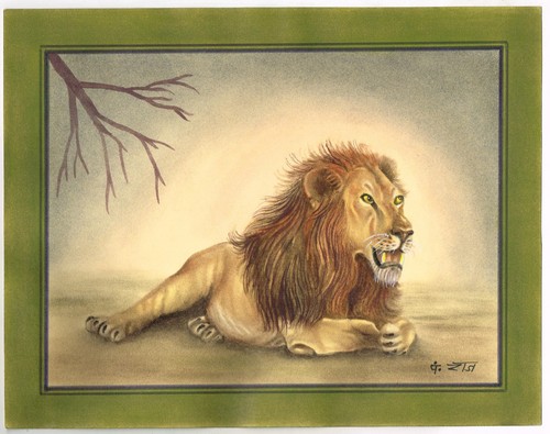 Dipinto leone fatto mano raj - leone, a