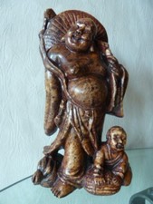 BUDDHA FELICE CON BAMBINO CINESE PIETRA