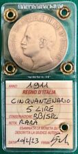 5 LIRE 1911 CINQUANTENARIO  VITT. EMANUELE III BB / SPL  ( RARA )