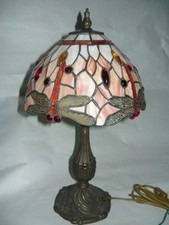 Lampada Abatjour stile Tiffany in ottone con libellule lavorazione artigianale