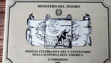 MONETA CELEBRATIVA DEL V CENTENARIO DELLA SCOPERTA DELL'AMERICA 3a EMISSIONE...