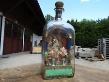 1870 c. BOTTIGLIA PAZIENZA 27 cm LAVORO MONASTICO ARREDATO altare con Gesù Bambino ostensorio