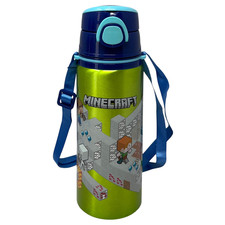 BORRACCIA IN ALLUMINIO MINECRAFT BOTTIGLIA 730 ML CON APERTURA POP-UP E TRACOLLA
