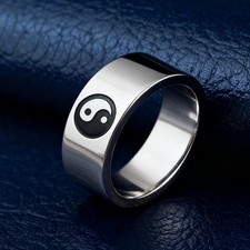 Anello yin yang - yang, inox