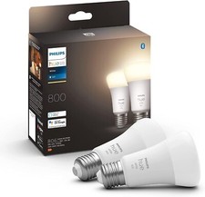 Set 2 Philips Hue White Lampadina Smart LED Attacco E27 9W, 2700K, per Alexa