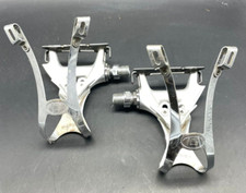 VINTAGE SHIMANO DURA-ACE PEDALS PD-7400 & TOE CLIPS ICS SIZE L