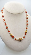 CORALLO   E PERLE COLLANA