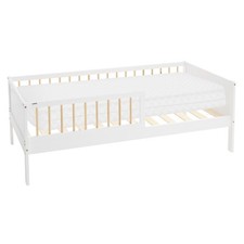 Letto con materasso per bambini 80x160 cm bianco naturale legno con protezione
