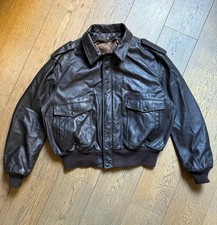 Giacca Schott XL in Pelle Marrone Bomber Aviator Vintage Autentica