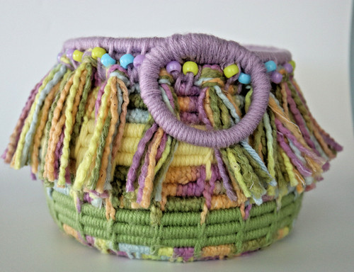 Yarn baskek bowl - green, yellow