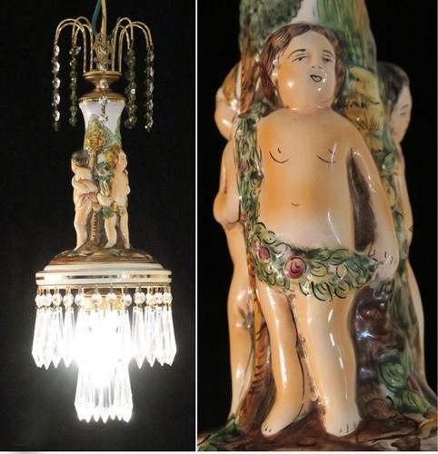 Vintage lamp cherub brass swag - vintage,