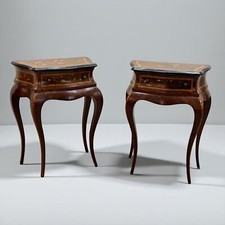 Coppia Comodini in legno stile Antico Luigi XV Bombati mobile intarsiato 900