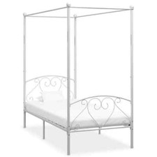 vidaXL Letto a Baldacchino Bianco in Metallo 90x200 cm