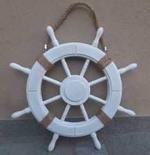 TIMONE LEGNO ø 62 Cm BIANCO ANTICATO ARREDO MARE CASA VETRINA NEGOZIO BAR