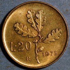 Italia 20 Lire 1975 KM# 97