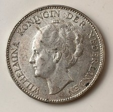 1 fiorino 1931 Olanda regina Guglielmina 1890-1948 moneta argento