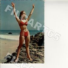 B7188 CECAMI RAGAZZA PIN UP BIKINI ROSSO MARE SCOGLI GIRL