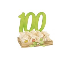 Bomboniera 100 anni compleanno sacchettini portaconfetti numero 100 e cesto