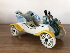 Auto D’epoca Vintage In Ceramica Italiana Lavorata E Dipinta A Mano Anni 60