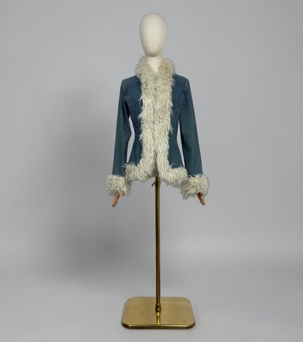 Giacca blazer denim pelliccia