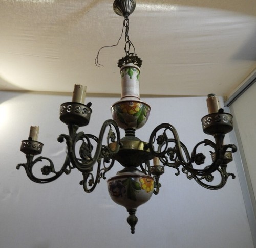 Lampadario vintage ottone - lampadario,