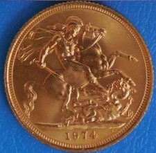 Moneta Sterlina d'oro - Titolo 916,66-1000, gr. 7,988-mm.22  1974