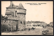 CPA Guérande, Porte Saint-Michel et Place du Marché au Bois 