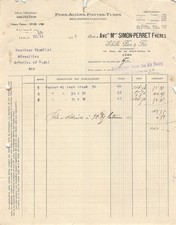 FERS ACIERS FONTES TUBES ANCIENNE MAISON SIMON PERRET FRERES A LYON - M. RIG